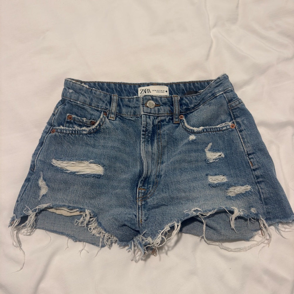 Zara Distressed Denim Shorts